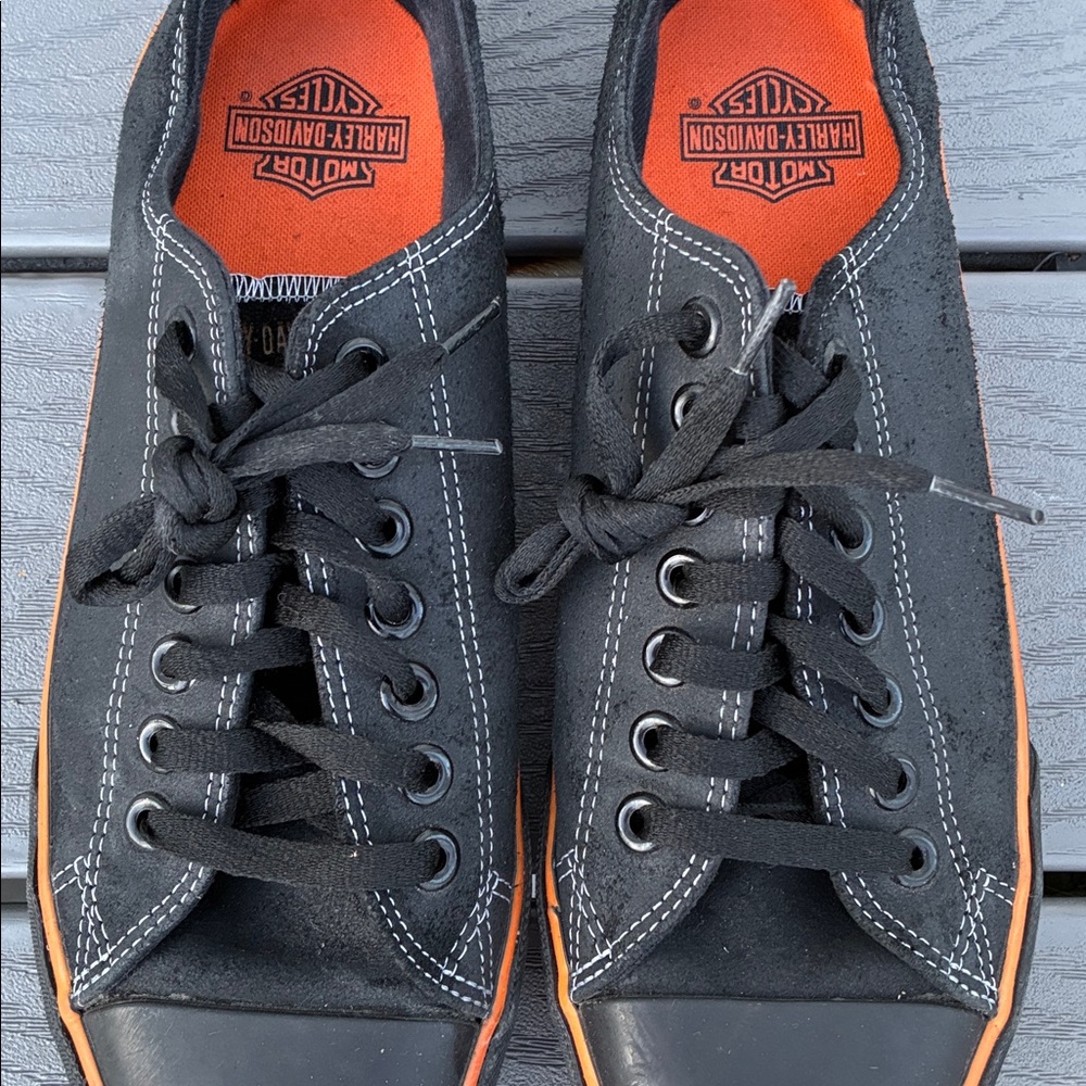 Harley-Davidson Women’s Zia Low Tops Sneakers Shoes Black & Orange Size 10 - Picture 5 of 11